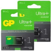 GP Ultra+ G-Tech 9V / 6LR61 / E-Block Alkaline Batterij 2 stuks