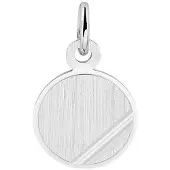 The Jewelry Collection Zilver Gerhodineerde Graveerhanger rond gediamanteerd 1333353