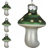 Kaemingk Glazen Groene Paddenstoel Kerstballen 4 stuks 7cm