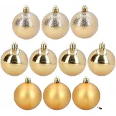 Cadro Gouden Kerstballen Set van 10 - 5 cm - Onbreekbaar Kunststof