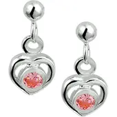 The Jewelry Collection Zilveren Oorhangers hart strass 1019450