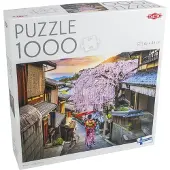 Tactic Woman Walking in Kyoto – Puzzel – 1000 stukjes – Traditioneel Japanse Straat – Sfeervolle Sakura Bloesem – Hoogwaardige Scandinavische Kwaliteit