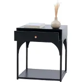 MCW Nachtkastje -O88, commode bijzettafel nachtkastje, lade metaal 50x43x41cm ~ zwart