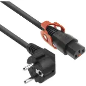ACT AK5151 230V Stroomkabel Schuko CEE7/7 Male (Haaks)/C13 IEC Lock+ Zwart - 2 meter