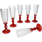 MamboCat 6-delig RUBIN champagneglazen rood van glas – 77094
