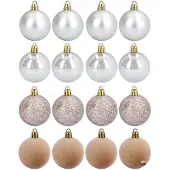 Cadro 16x Kerstballen 6 cm Onbreekbaar Mat Eikel Glitter Fluweel