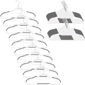 Springos Kledinghangers | Kledinghanger | 30 Stuks | Anti-slip | Grijs/Wit