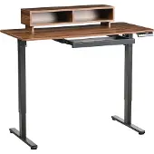 Beliani LUCAMA - Verstelbaar bureau elektrisch - Bruin/Zwart - Staal