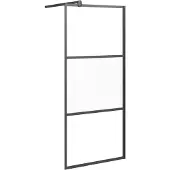 vidaXL Inloopdouchewand 90x195 cm halfmat ESG-glas zwart