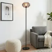 LumenXL Zwarte staande lamp met opengewerkte kap - Julian