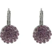 Behave - Oorbellen dames - zilverkleur - paars - feestelijk - 2,5 cm