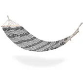 Ambiance - Hangmat - 200x80 cm - Eenpersoons - Wit/Zwart