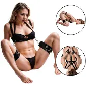 Frisky Easy Access Thigh Sling With Wrist Handboeien - Zwart