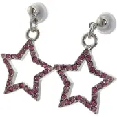 Behave - Oorbelhangers dames - Ster roze kristal - Trendy accent