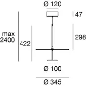 LINEA LIGHT Hanglamp Stilo_P, dimbaar, zwart, Woon-/ Eetkamer, Aluminium, Modern