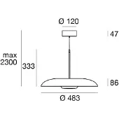 LINEA LIGHT Hanglamp Basin_P, dimbaar, zwart, Woon-/ Eetkamer, Aluminium, Modern