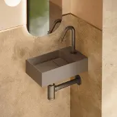 Saniclear Itsie fonteinset mat taupe met gebogen kraan in verouderd messing