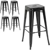 HOMCOM Barkruk Metaal 43L x 43B x 76H cm Zwart