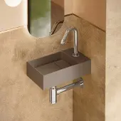 Saniclear Itsie fonteinset mat taupe met gebogen kraan in chroom