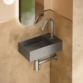 Saniclear Itsie fonteinset mat antraciet met gebogen kraan in RVS