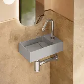 Saniclear Itsie fonteinset mat grijs met gebogen kraan in chroom