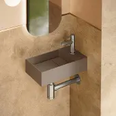 Saniclear Itsie fonteinset mat taupe met rechte kraan in RVS