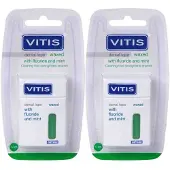 Vitis 2x Waxed Dental Tape Fluoride & Mint 50 Meter