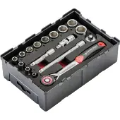 Rothenberger ROTH dopsleutelset, uitv ratel omschakelbaar m/pal, (inch) 1/4"