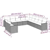 vidaXL 11-delige Tuinset met kussens poly rattan beige
