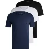 BOSS Heren Pak 3 T-shirts RN Classic zwart, blauw, wit (M), Homewear, Grijs, Katoen, Korte mouwen 50475284
