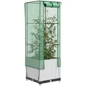 vidaXL Verhoogde tuinbed met kasopbouw, rattanlook, 40x40x139 cm