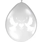 Folat - Ballonnen 11 inch Metallic Wit Duifjes