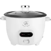 ROYAL SWISS Rijstkoker Wit – 1.8L – 650W – Glazen Deksel – Anti-aanbak Binnenpan – Inclusief Rijstlepel & Maatbeker