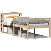 vidaXL Seniorenbed met hoofdbord massief grenenhout 90x200 cm