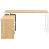 Vente-unique Hoekbureau met opbergruimte - MDF - Wit en naturel - NIPILI