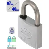 AMIG Hangslot met Sleutel RVS Ø7/40mm - Standaard Beugel Buiten Weerbestendig
