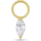 New Bling - 9NBG-O127 - 14K goud – Oorbelhanger - per stuk – Blad – Witte Zirkonia