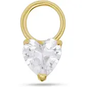 New Bling - 9NBG-O136 - 14K goud – Oorbelhanger - per stuk – Hart – Witte Zirkonia