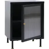 MCW Nachtkastje -O87, bijzettafel nachtkastje kast, industriële opbergvakken metaal rietglas 55x41x41cm ~ zwart