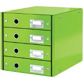 Leitz Wow Click & Store Ladekast Met 4 Laden - 81% Gerecycled Karton - Voor A4 Formaten - Ruimtebesparende Opberger - Groen