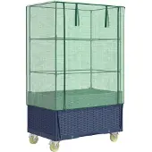 vidaXL Verhoogde plantenbak met opzetstuk en wielen, rattanlook, 80x50x182 cm