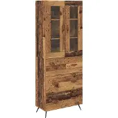 vidaXL Hoge kast met plank 2 st Oudhout 69,5 x 34 x 180 cm