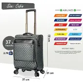 Infinity Leather Grijze lichtgewicht bagagereiskoffer