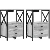 vidaXL Nachtkastje 2 st Grijs Sonoma 40 x 31 x 60 cm Bewerkt hout