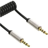 InLine Câble spiralé audio slim audio câble stéréo 3,5 mm mâle à mâle 4 broches stéréo 1 m