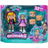 Bandai - Animakii Cyberpunk & Gamer - Aanpasbare poppenset - 1 pop, 4 gezichten, 2 kapsels, 2 outfits, 2 paar schoenen - creatief speelgoed 5+ jaar - HEA26350