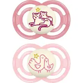 Mam Perfect Night Fopspeen Silicone Pink 6-16 2 St Fopspeen