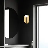 VIOKEF Wandlamp Fedora, dimbaar, messing / goud, Woon-/ Eetkamer, metaal, wandlamp