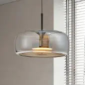 VIOKEF Glazen hanglamp Deco, alu / grijs / zink, Woon-/ Eetkamer, Glas, hanglamp