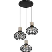 Globo 3-lichts hanglamp Dorthy landelijk zwart
